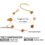 18K gold plated 316L stainless steel natural irregular gemstone and pearl beaded station chain layered necklace wholesale
