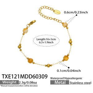 18K gold plated 316L stainless steel natural irregular gemstone mineral chip and faceted bead station chain jewelry wholesale