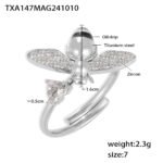 316L stainless steel enamel and cubic zirconia honeybee necklace earrings bracelet ring wholesale