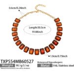 18K gold plated 316L stainless steel emerald cut glass crystal statement necklace bracelet and earrings set wholesale