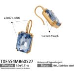 18K gold plated 316L stainless steel emerald cut glass crystal statement necklace bracelet and earrings set wholesale