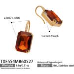 18K gold plated 316L stainless steel emerald cut glass crystal statement necklace bracelet and earrings set wholesale