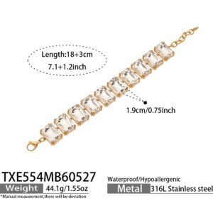 18K gold plated 316L stainless steel emerald cut glass crystal statement necklace bracelet and earrings set wholesale