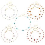 18K gold plated 316L stainless steel natural irregular gemstone and pearl beaded station chain layered necklace wholesale