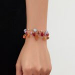 18K gold plated 316L stainless steel natural irregular gemstone and pearl beaded station chain layered necklace wholesale