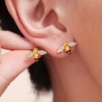 316L stainless steel enamel and cubic zirconia honeybee necklace earrings bracelet ring wholesale