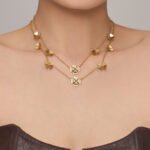 18K gold plated 316L stainless steel 3D layered pave cubic zirconia four leaf clover station necklace bracelet ring drop earrings cuff bangle wholesale