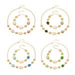 18K gold plated stainless steel gemstone station necklace and bracelet set wholesale