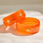 Gold plated starburst inlaid wide resin bangle bracelet in 316L stainless steel